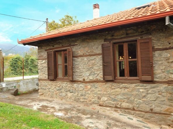 πέτρινη κατοικία και βουνό στο φόντο στην Σκοτίνα - Copy