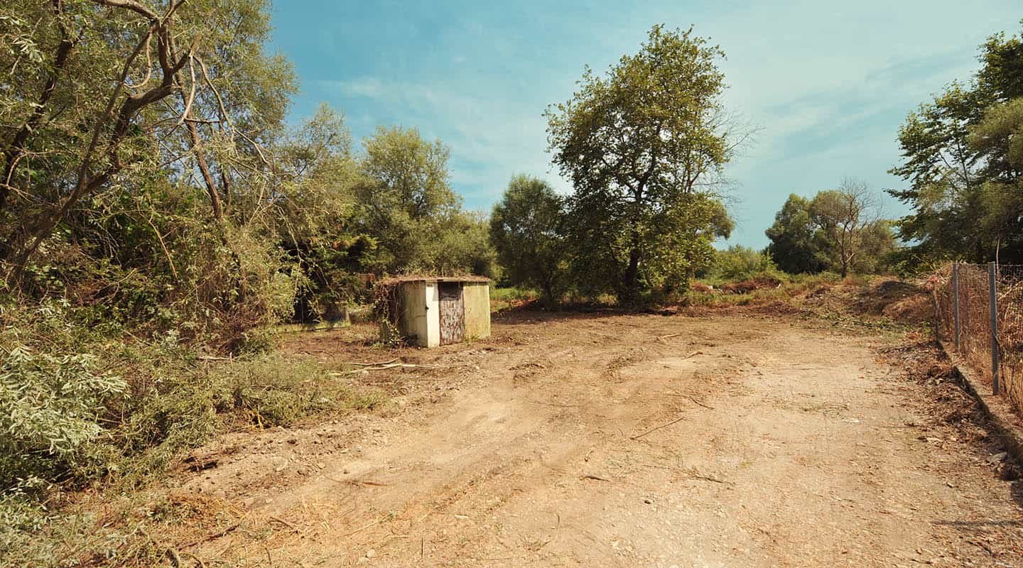 Προβατίδης μεσιτικά Πλακα Λιτοχώρου-Λεπτοκαρυά θέα από τον δρόμο πρόσβασης στο αντλιοστάσιο και δέντρα στο βάθος