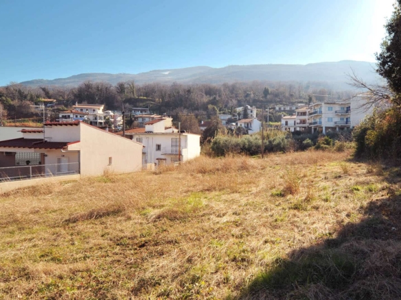 Προβατίδης μεσιτικά πώληση παραθαλάσσβν οικοπέδων και αγροτεμαχίων στην Πιερία και θεσσαλία-Στόμιο θέα από ψιλα στο οικόπεδο με άλλες κατοικίες στο βάθος